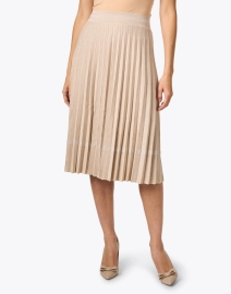 Front image thumbnail - D.Exterior - Tan Stretch Wool Pleated Skirt