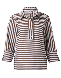 Aileen Brown and White Striped Cotton Top