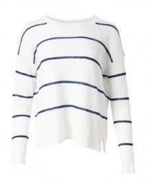 White and Navy Striped Linen Sweater