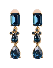 Blue Crystal Drop Clip Earrings