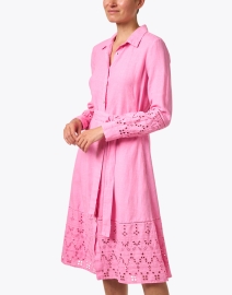 Front image thumbnail - 120% Lino - Aurora Pink Linen Shirt Dress