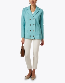 Look image thumbnail - Burgess - Milan Teal Blue Cotton Cashmere Coat