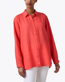 Front image thumbnail - Eileen Fisher - Coral Linen Shirt
