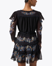 Back image thumbnail - Farm Rio - Black Floral Embroidered Ruffle Dress