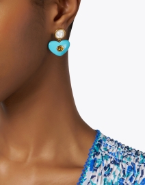 Look image thumbnail - Lizzie Fortunato - Enamored Heart Turquoise Drop Earrings