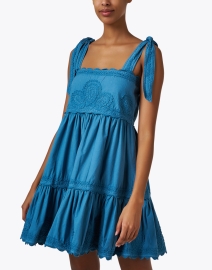Front image thumbnail - Juliet Dunn - Blue Embroidered Cotton Dress