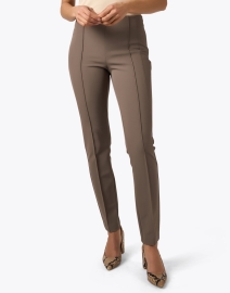 Front image thumbnail - Lafayette 148 New York - Gramercy Taupe Stretch Pintuck Pant
