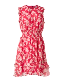 Red and White Iris Floral Print Dress