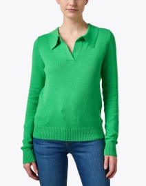 Front image thumbnail - Burgess - Green Polo Sweater