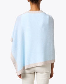 Back image thumbnail - Kinross - Blue with Beige Cashmere Poncho