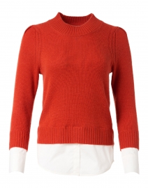Eton Cardamon Orange Wool Cashmere Sweater with White Underlayer
