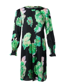 Black and Green Floral Print Dress