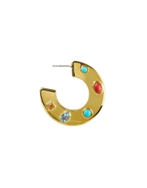 Front image thumbnail - Lizzie Fortunato - Saucer Gold Stone Hoop Earrings
