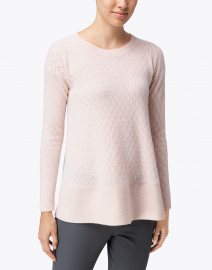 Front image thumbnail - Cortland Park - St. Tropez Pale Pink Cable Knit Cashmere Sweater