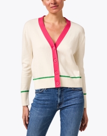 Front image thumbnail - Chinti and Parker - Cream Contrast Trim Cardigan