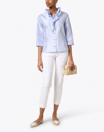 Look image thumbnail - Connie Roberson - Celine Cortez Purple and White Check Silk Shirt