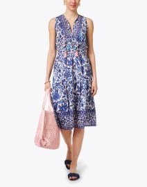 Look image thumbnail - Bell - Emily Blue Print Cotton Silk Dress