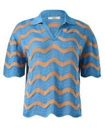 Odeeh - Himmelblau Blue Wave Knit Polo Top