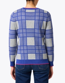 Back image thumbnail - Peace of Cloth - Blue and Pink Plaid Cotton Sweater