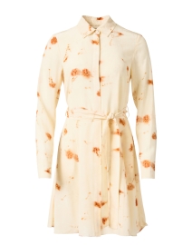 Cream and Orange Print Silk Dress