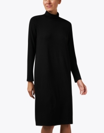 Front image thumbnail - Eileen Fisher - Black Stretch Jersey Knit Dress