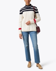 Look image thumbnail - Saint James - Nola Cream and Navy Wool Sweater