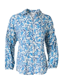 Genoa Blue and Gold Fleck Floral Shirt