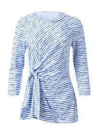 Blue and White Print Tie Tunic Top