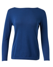 Product image thumbnail - Blue - Cobalt Blue Pima Cotton Boatneck Sweater