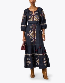 Look image thumbnail - Figue - Johanna Navy Embroidered Cotton Dress