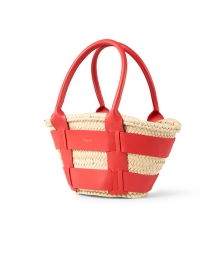 Front image thumbnail - DeMellier - Mini Santorini Red Leather and Raffia Tote Bag