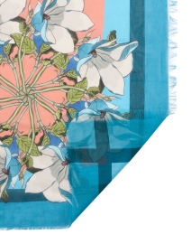 Front image thumbnail - Franco Ferrari - Hawnbci Blue and Peach Floral Cotton Silk Scarf