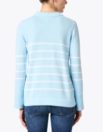 Back image thumbnail - Kinross - Light Blue and White Stripe Cotton Sweater