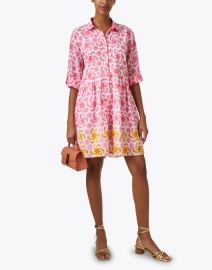 Look image thumbnail - Ro's Garden - Deauville Pink Geometric Print Shirt Dress