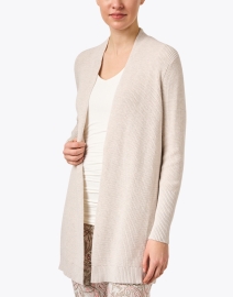 Front image thumbnail - Kinross - Beige Ribbed Cotton Cardigan