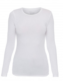 Product image thumbnail - Majestic Filatures - White Crew Neck Long-Sleeved Stretch Viscose Top