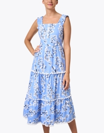 Front image thumbnail - Sail to Sable - Blue and White Floral Linen Dress
