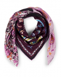 Pink and Purple Floral Remix Print Silk Twill Scarf