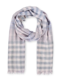 Product image thumbnail - Johnstons of Elgin - Pink and Blue Plaid Wool Scarf