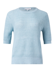Product image thumbnail - White + Warren - Blue Linen Knit Top