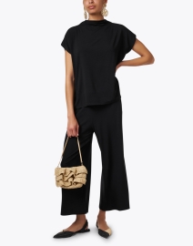 Look image thumbnail - Eileen Fisher - Black Jersey Funnel Neck Top