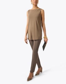 Look image thumbnail - Lafayette 148 New York - Gramercy Taupe Stretch Pintuck Pant