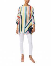 Yasmina Eames Multi Colored Striped Silk Tunic