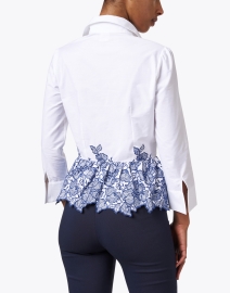 Back image thumbnail - Loretta Caponi - Ileana White Embroidered Cotton Blouse