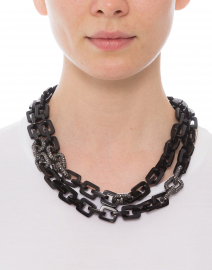 Black Horn and Pave Chain Link Necklace