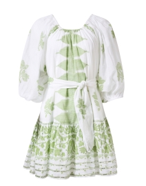 White and Green Cotton Dress