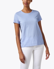Front image thumbnail - Lafayette 148 New York - The Modern Light Blue Cotton Tee