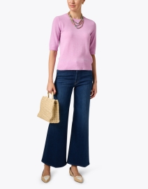 Look image thumbnail - White + Warren - Pink Cashmere Elbow Sleeve Top