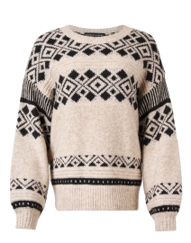 Beige Geometric Intarsia Sweater