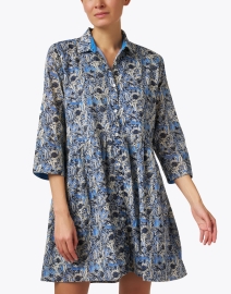 Front image thumbnail - Ro's Garden - Deauville Blue Olaf Print Shirt Dress